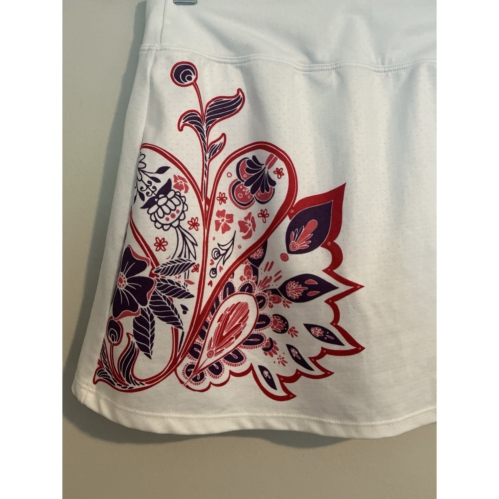 Athleta Womens White Skort‎ W/Red Purple Floral Paisley Side Design XXS